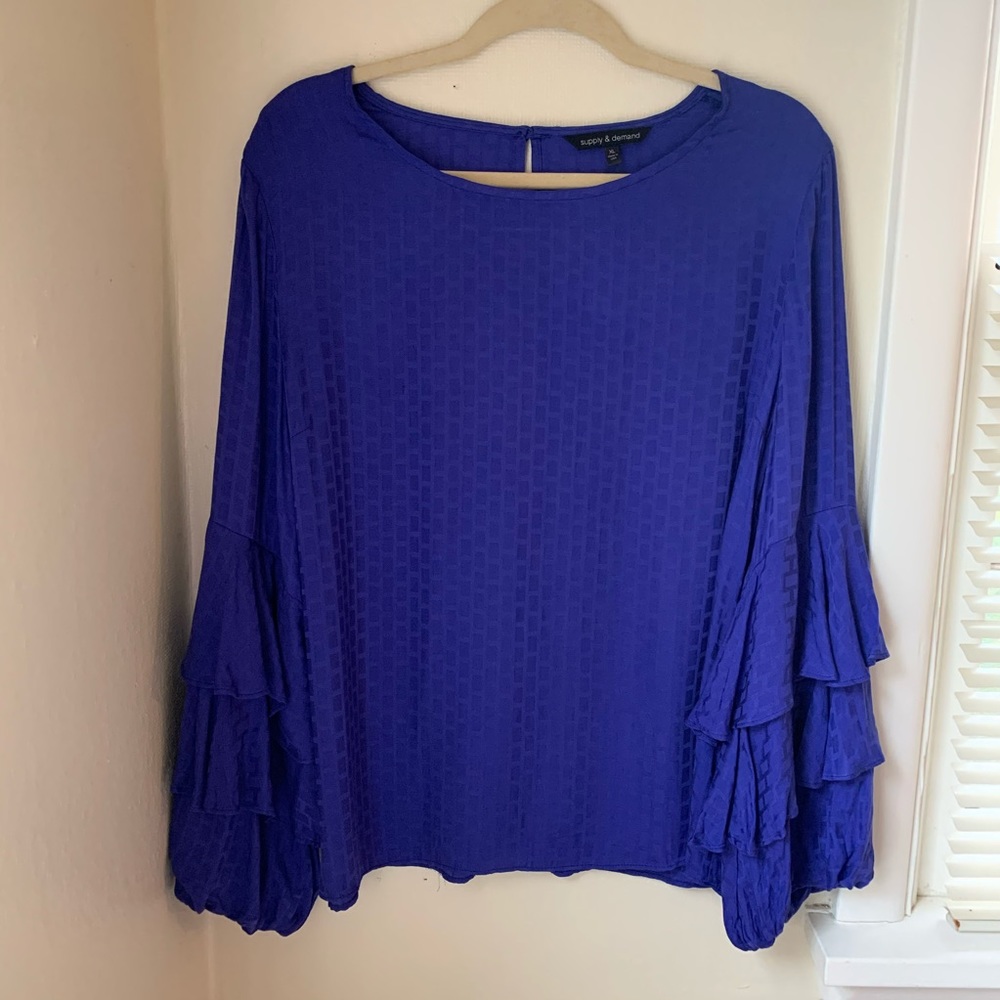 XL Supply & Demand Trumpet Sleeve Blouse